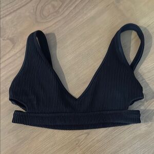 Black Ribbed swim top